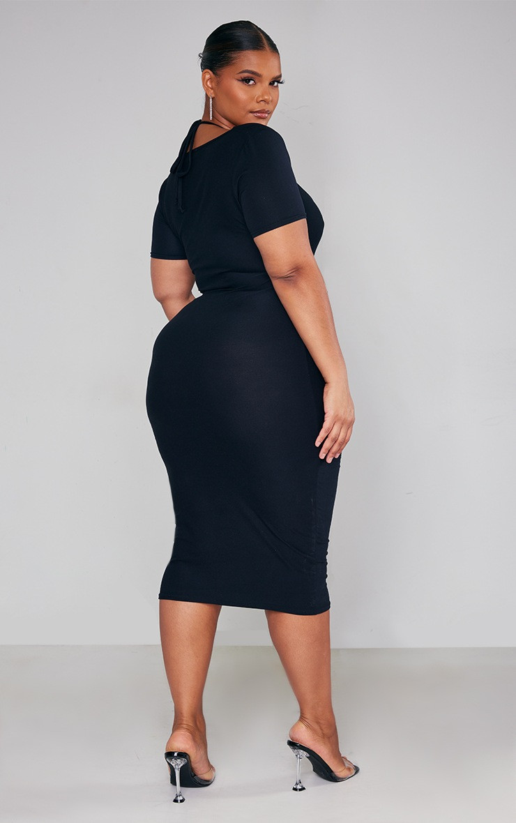 Plus Black Soft Touch Jersey Cut Out Bust Midi Dress | PrettyLittleThing US