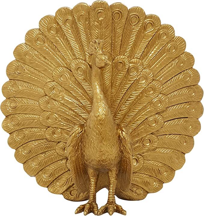 Deco 79 Polystone Peacock Handmade Sculpture, 12" x 7" x 12", Gold | Amazon (US)