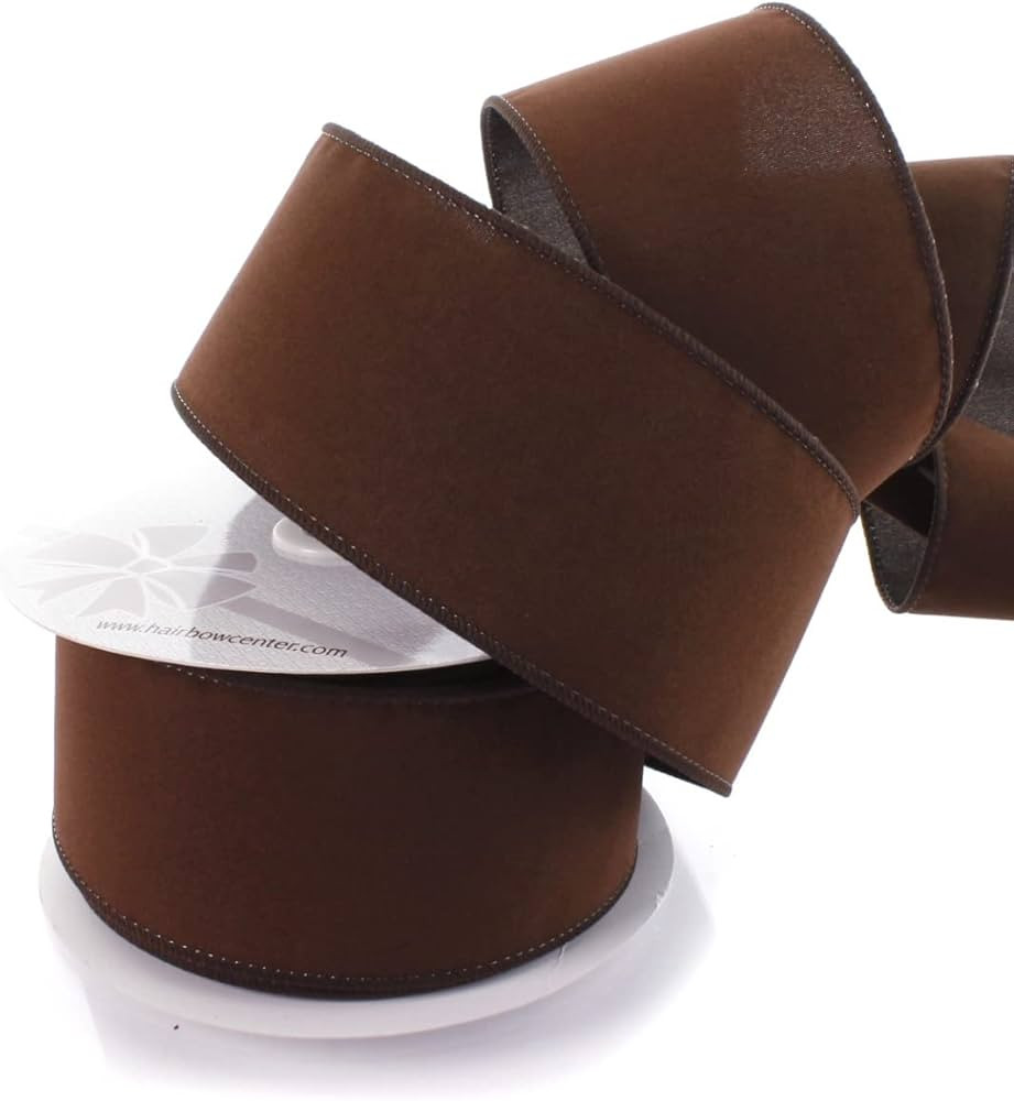 Ribbon Traditions 2.5" Wired Suede Velvet Ribbon Rustic Brown - 25 Yards | Amazon (US)