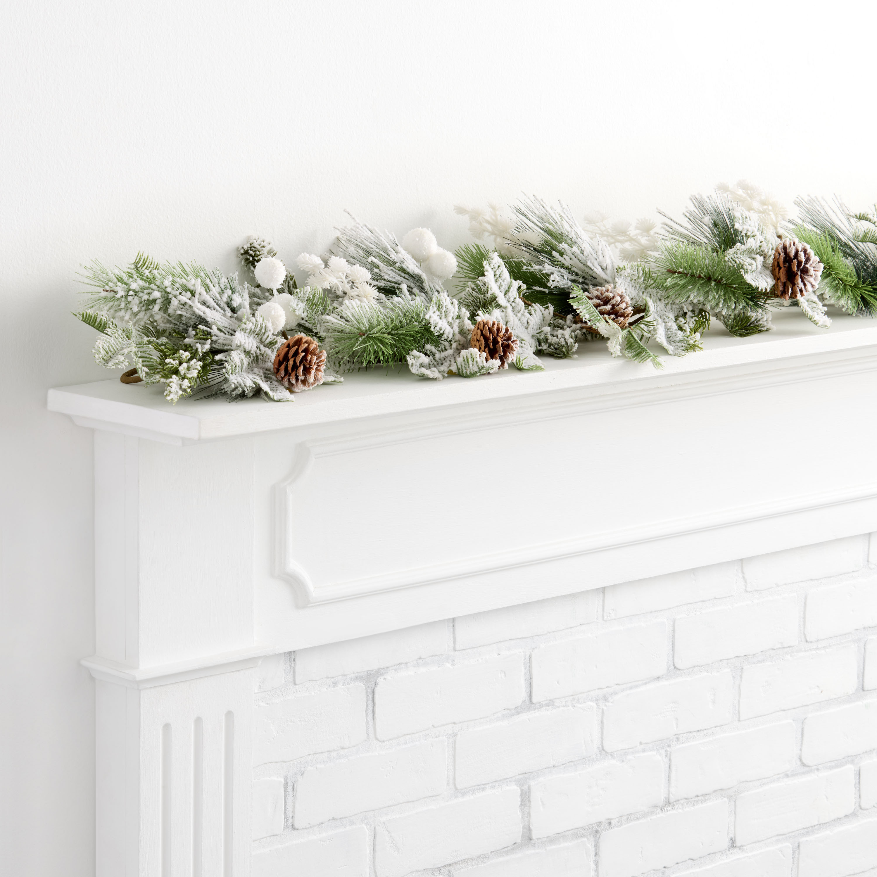Snowy Pinecone and Faux Pine Garland with White Berries | World Market