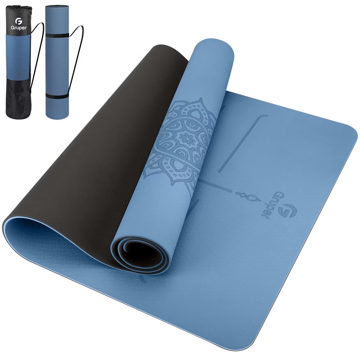 Gruper Non Slip TPE Yoga Mat with Alignment Lines Large Size 72x32 Inches 0.32 or 0.24 Thick for ... | Target