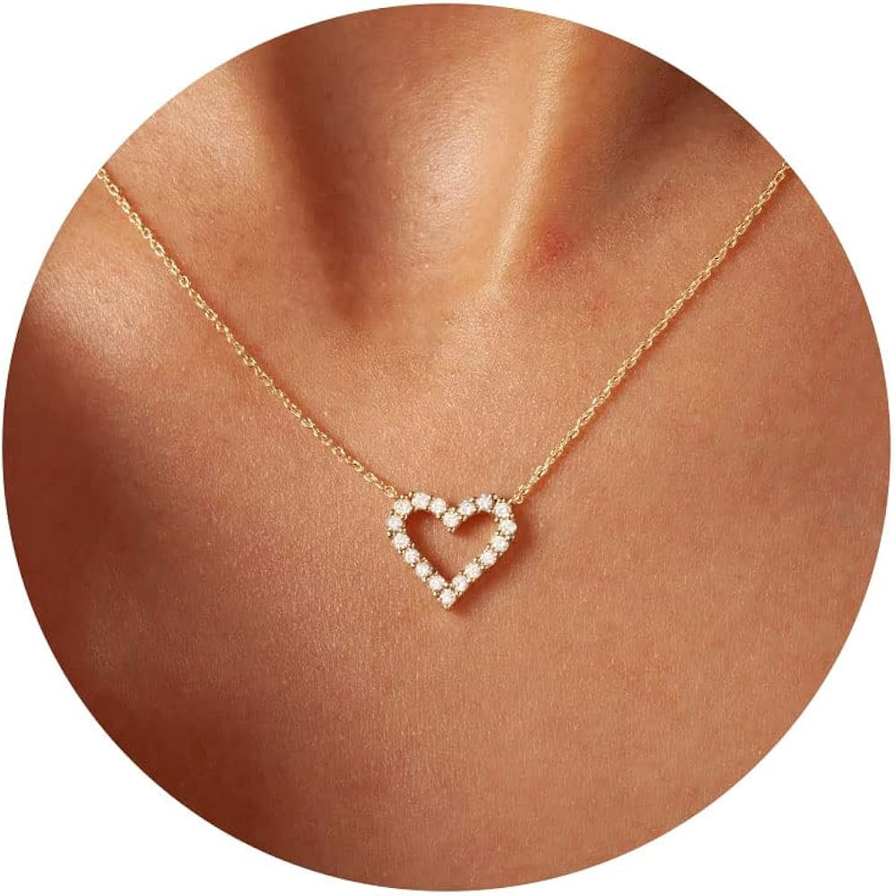 GUOKE Heart Necklaces for Women, Cute Necklaces 14K Plated Dainty Gold Necklace Trendy Layered Je... | Amazon (US)