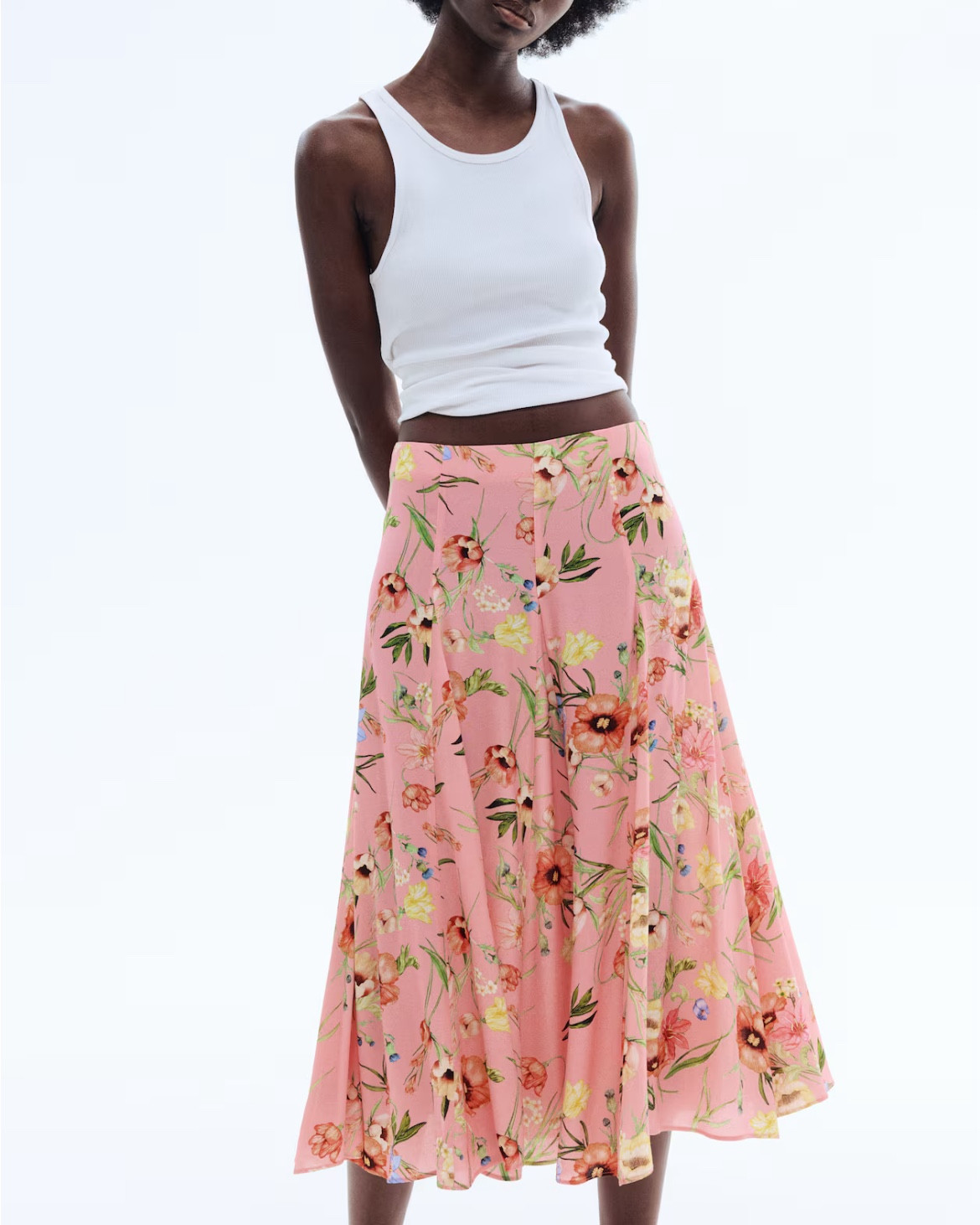 Pink floral midi skirt 

#LTKSeasonal