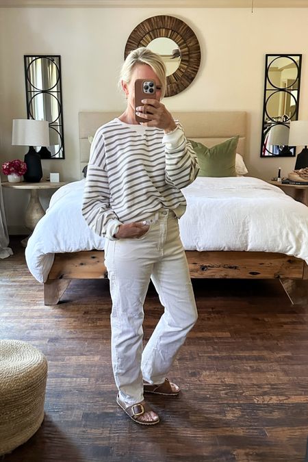 Chilly spring out for of the day 
Jeans fit TTS
sweatshirt - wearing small 

CSWANSONXSPANX for 10% discount 

Spanx. Madewell


#LTKtravel #LTKover40 #LTKstyletip