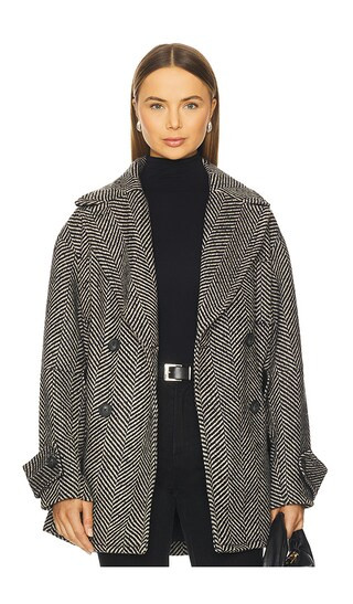 Ari Wool Peacoat in Black | Revolve Clothing (Global)