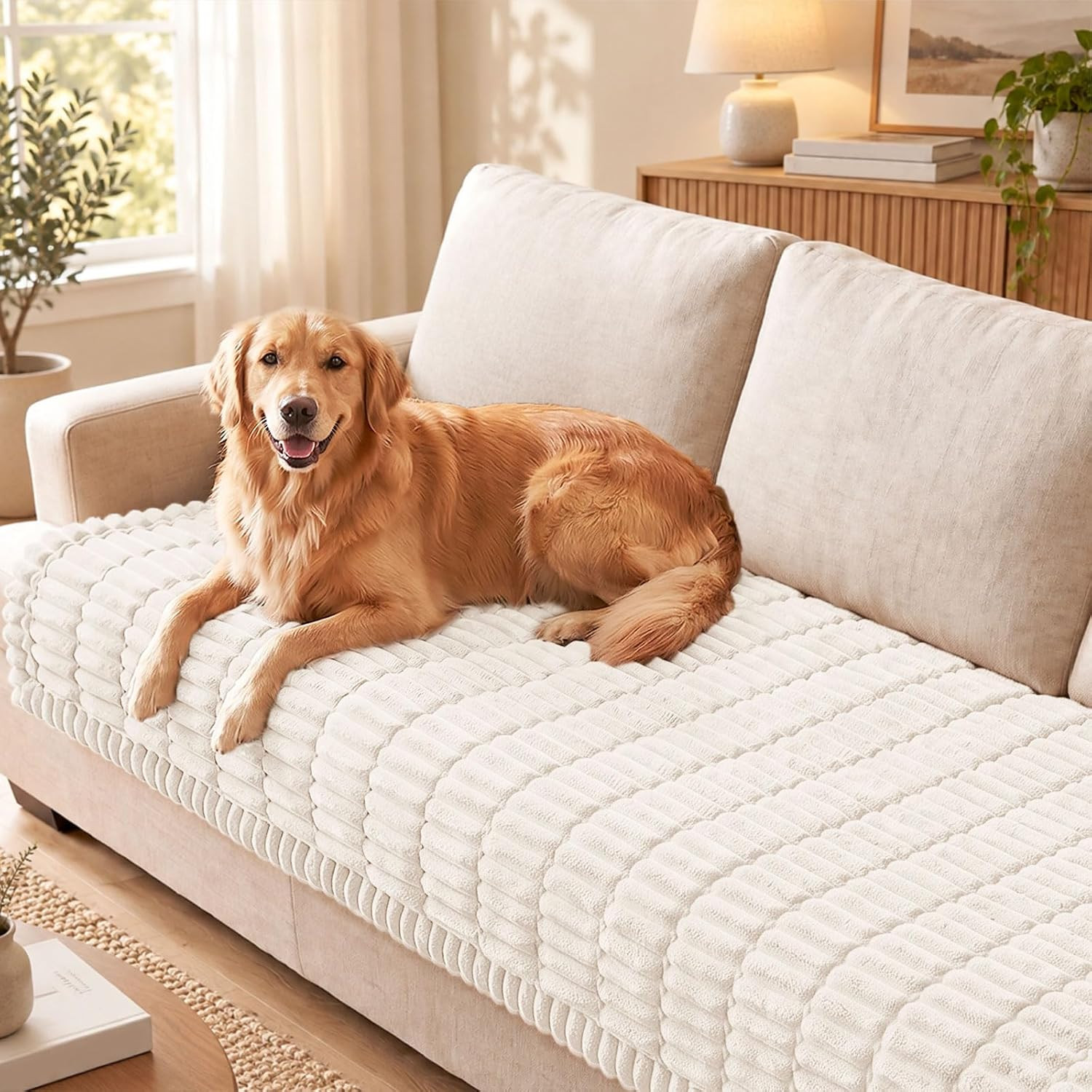 Couch Cover for Dogs, Washable Non Slip Plush Flannel Sofa Protector | Amazon (US)