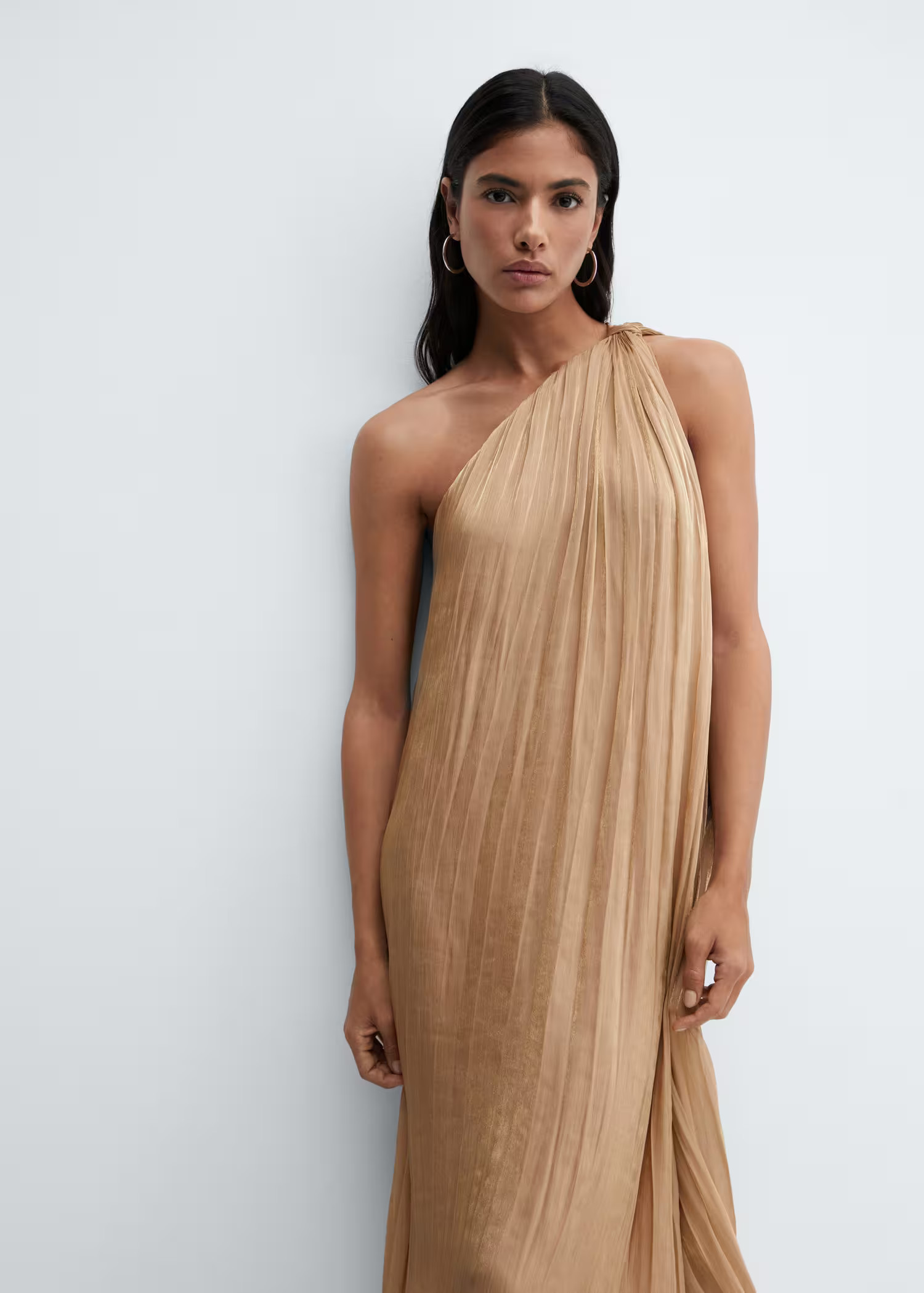 Asymmetrical pleated dress | MANGO (US)