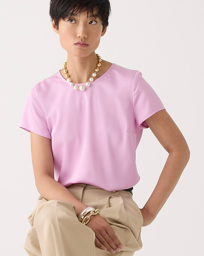 Short-sleeve button-back top in everyday crepe | J. Crew US