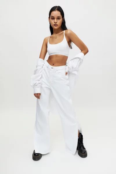 BDG High-Waisted Side Split Jean - White | Urban Outfitters (US and RoW)