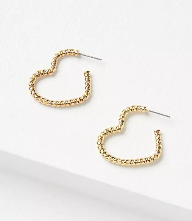 Rope Chain Heart Hoop Earrings | LOFT