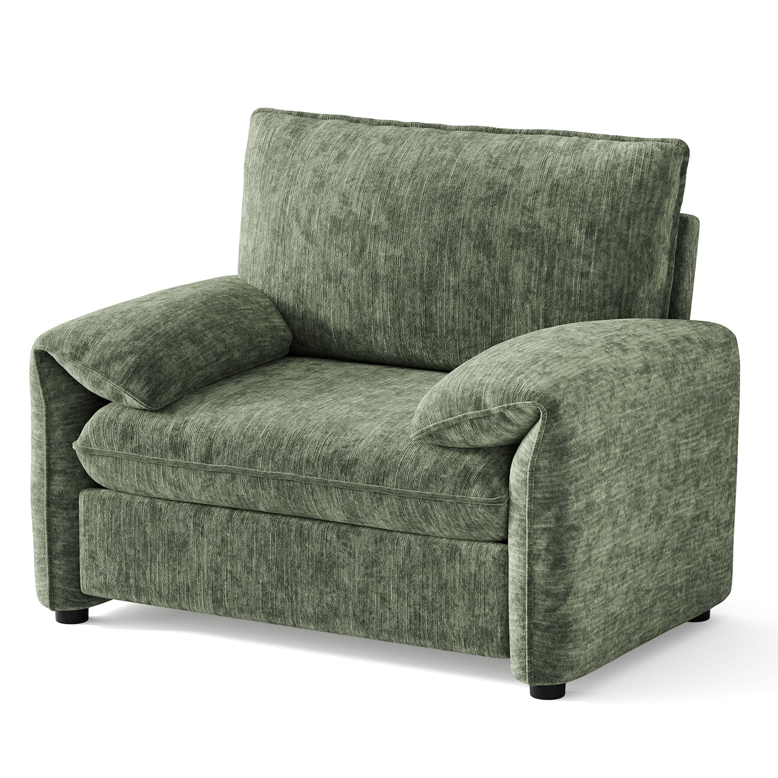 42" Modern Armchair, Oversized Accent Chair with Padded Arms, Chenille Fabric, Beige | Walmart (US)