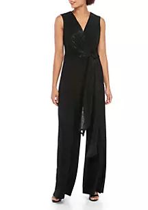 Sleeveless Surplice Tie Jumpsuit | Belk