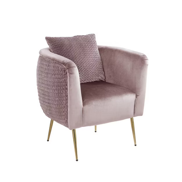 Simple Relax Velvet Barrel Accent Chair with Metal Legs in Pink | Target