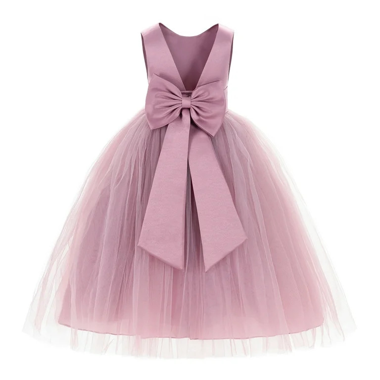Ekidsbridal V-Back Satin Tulle Flower Girl Dresses Pretty Princess Gown Communion Baptism 219T 12 | Walmart (US)