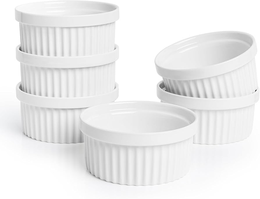 Sweese 12 oz Ramekins Set of 6, Creme Brulee Ramekins Oven Safe, Porcelain Ramiken Set, Souffle D... | Amazon (US)