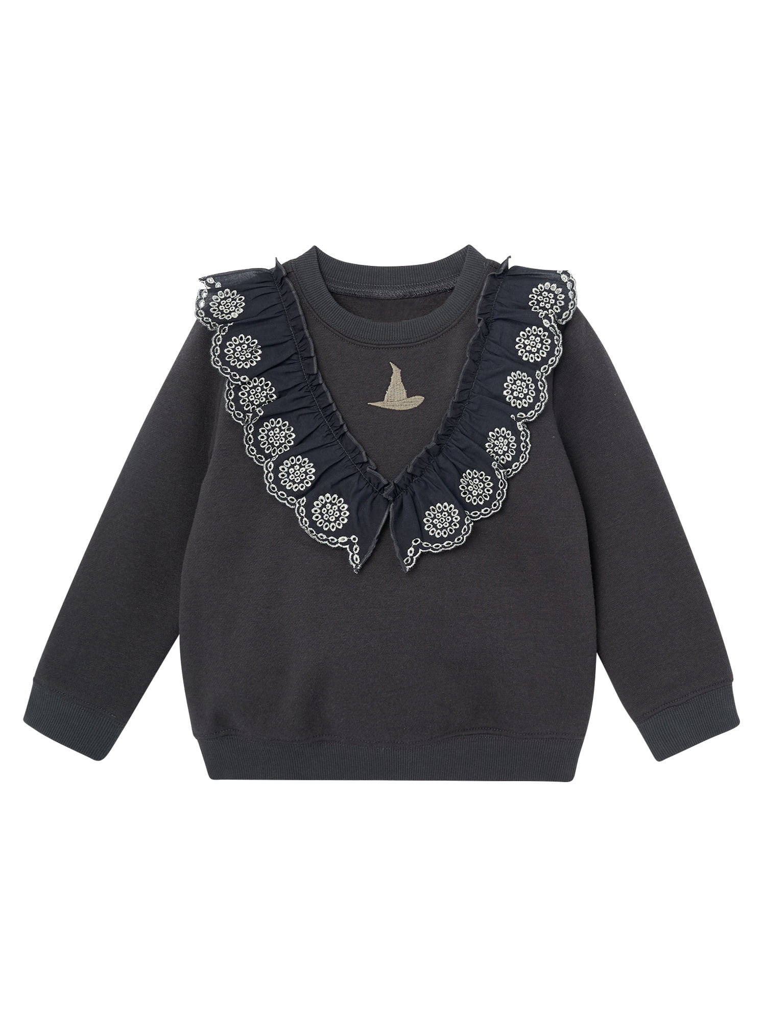Modern Moments Toddler Girl Elphaba Wicked Eyelet Ruffle Sweatshirt, Sizes 12 Months - 5T | Walmart (US)