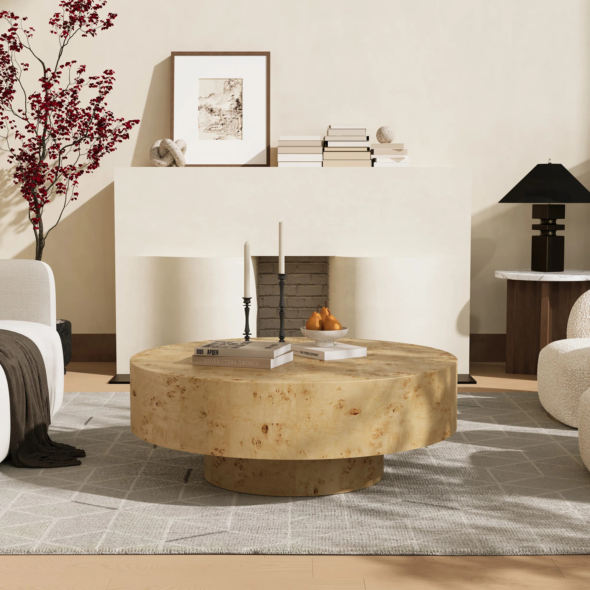 Ivy Bronx 31.5" & 35" Round Solid Wood Burl Coffee Table – Unique Natural Swirl Patterns, Curved Elegant Design, Handcrafted Centerpiece & Reviews | Wayfair