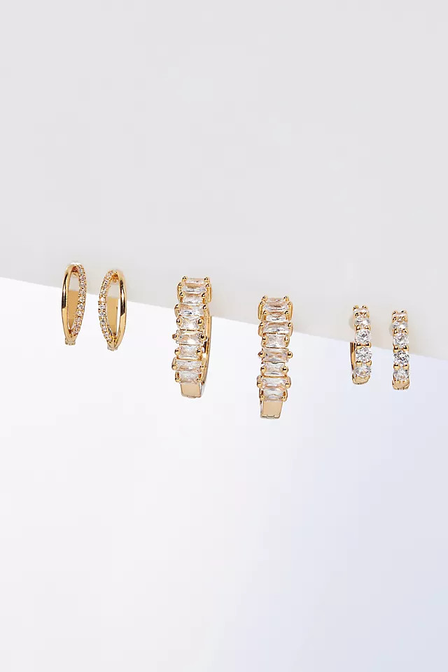 Set of Three Baguette Huggie Earrings | Anthropologie (US)