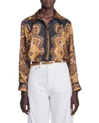Sandro Harlow Silk Scarf Print Shirt | Bloomingdale's Women | Bloomingdale's (US)