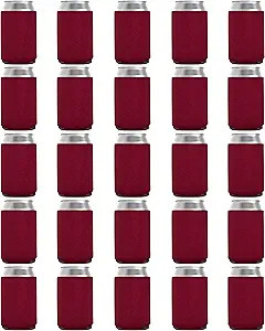 25 Pack Burgundy Blank Can Cooler Sleeves, Customizable Bulk Sublimation Can Coolers, Extra-Thick... | Amazon (US)