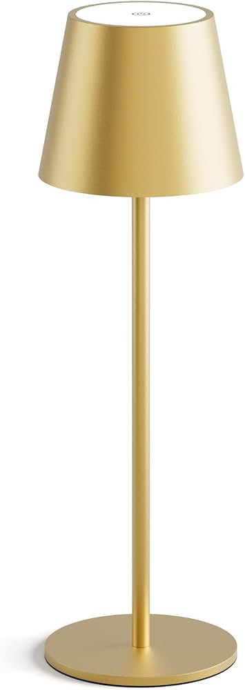 1-Pack Gold LED Cordless Table Lamp, Rechargeable Battery Desk Lamp 3W 5000mAh Battery Operated, ... | Amazon (US)