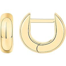 PAVOI 14K Gold Plated 925 Sterling Silver Post Ultra Thick Huggie Earring | Women's Mini Hoop Ear... | Amazon (US)