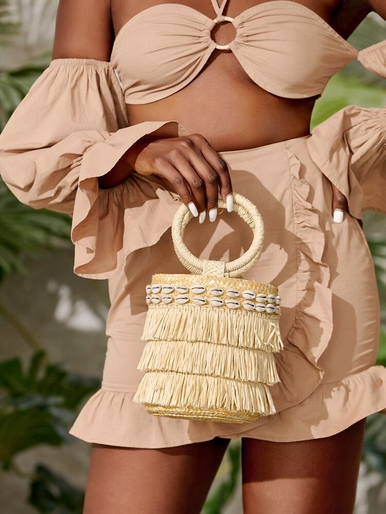 Mini Fringe Decor Straw Bag | SHEIN