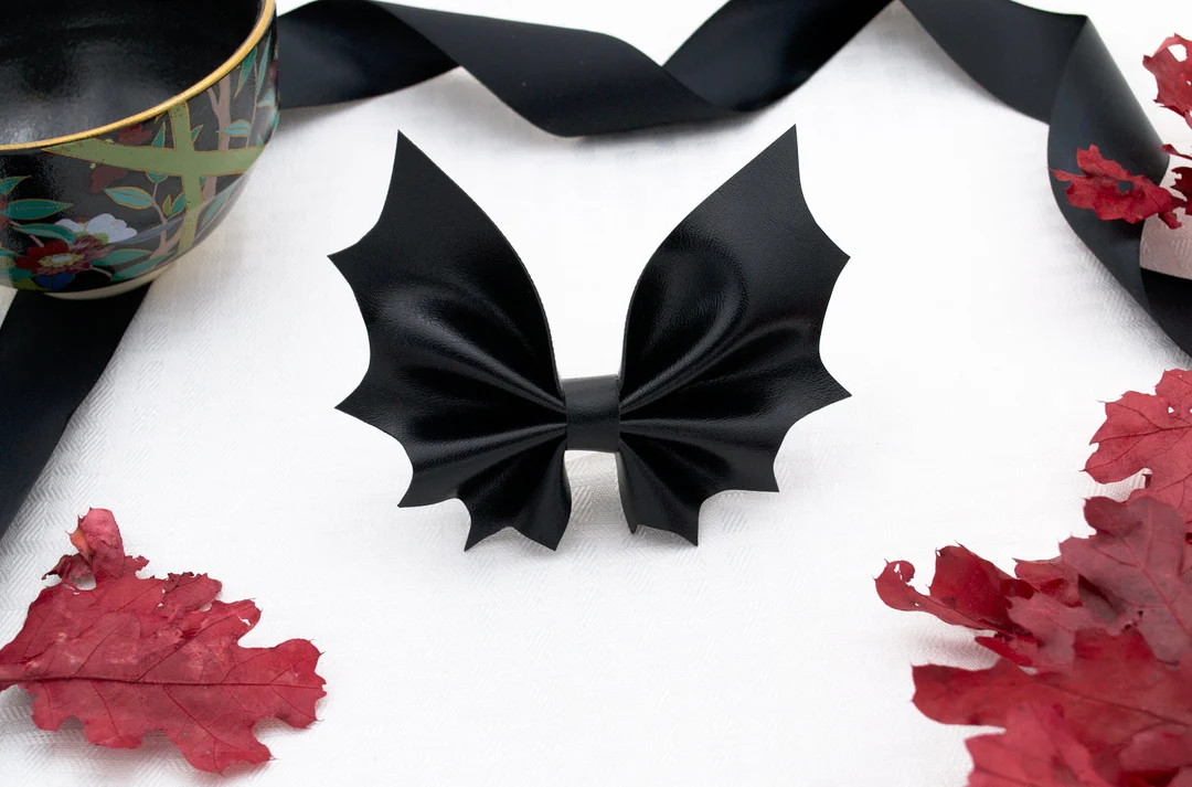 Upcycled Leather Bat Bow or Bowtie Hair or Bag Accessory - Etsy | Etsy (US)
