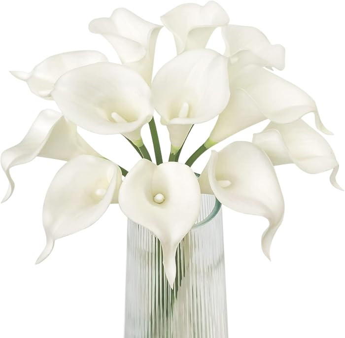 Letjolt White Artificial Calla Lily 12Pcs Realistic Flowers Bouquet | Amazon (US)