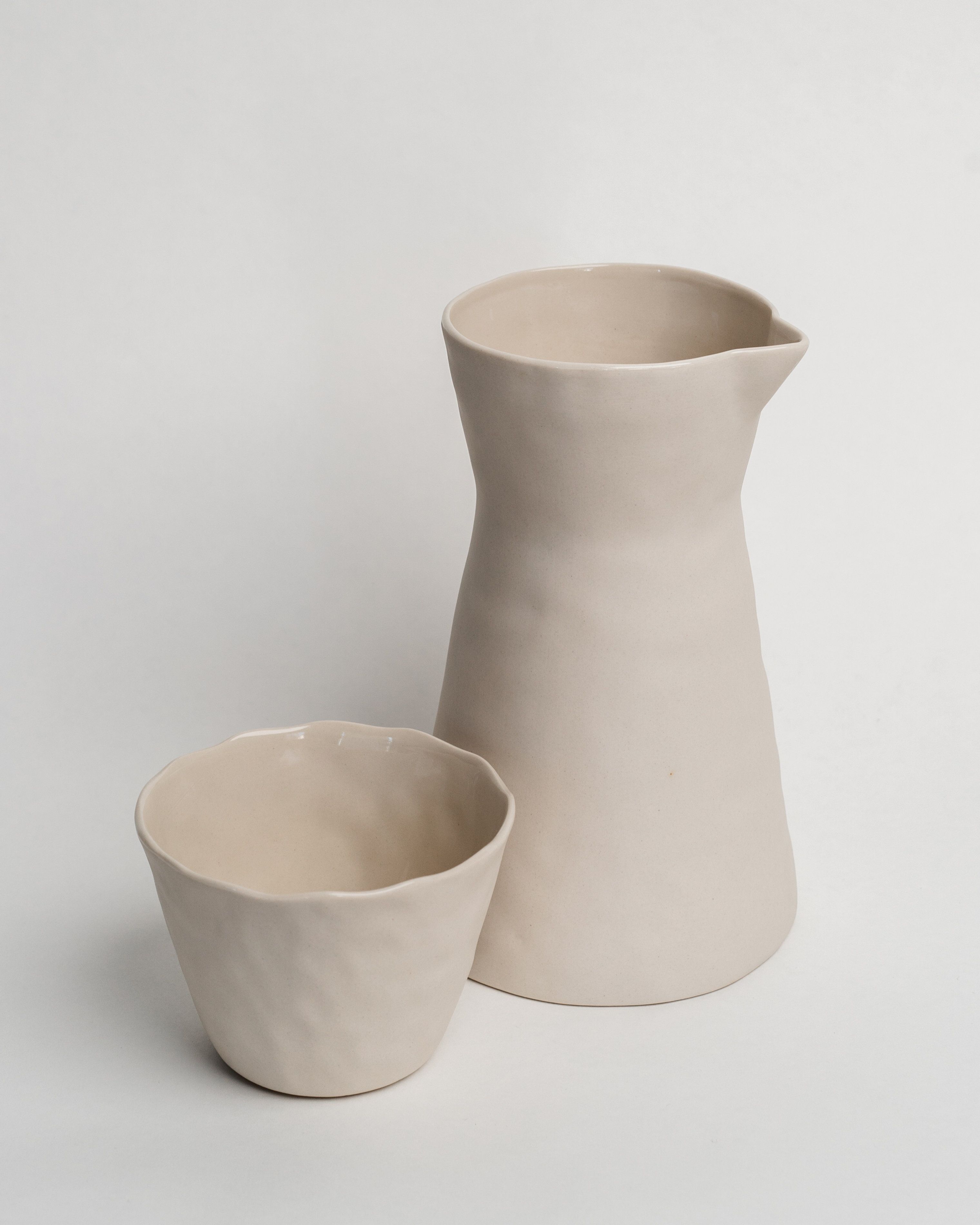 White Stoneware Carafe Set | Mitch Allen Interiors