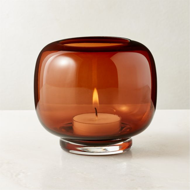 Coco Smoked Amber Glass Tealight Candle Holder | CB2