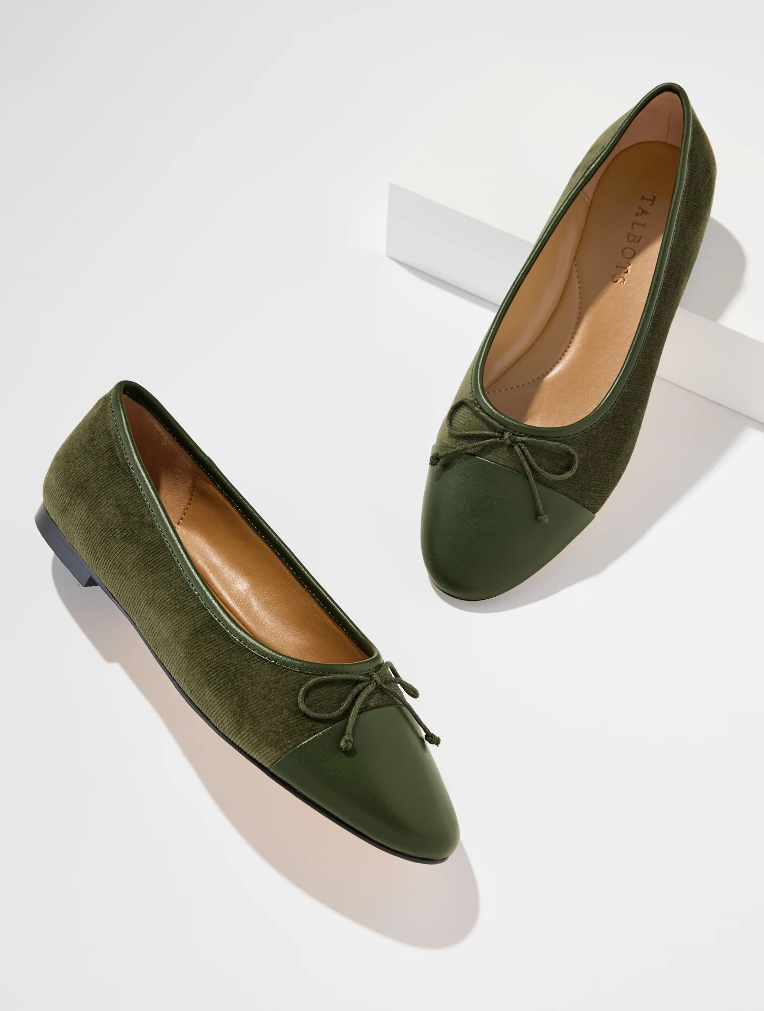 Ansly Ballet Flats - Corduroy - Dark Olive - 9M Talbots | Talbots