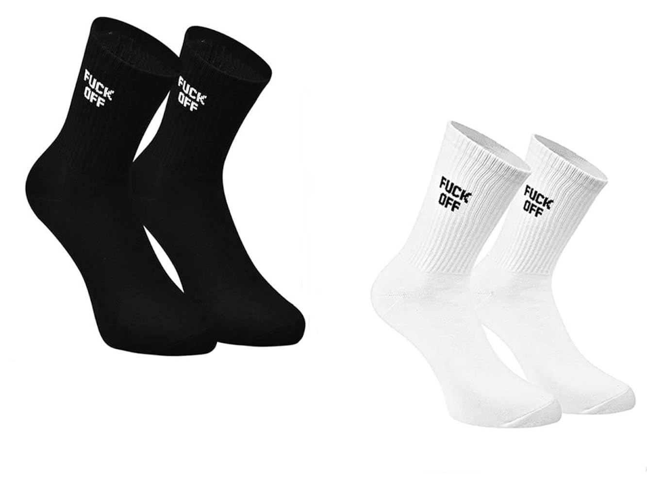 FUCK OFF Swear Word Curse Printed Stockings Crew Socks Funny Men Tube Socks | Amazon (US)