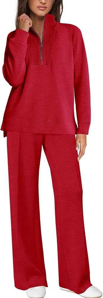 Yanekop Womens 2 Piece Tracksuit Half Zip Sweatsuits Long Sleeve Spring Matching Set Sweatshirt a... | Amazon (US)