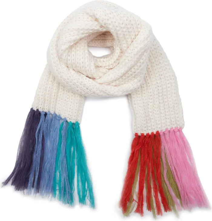 Rainbow Fringe Chunky Knit Scarf | Nordstrom Rack
