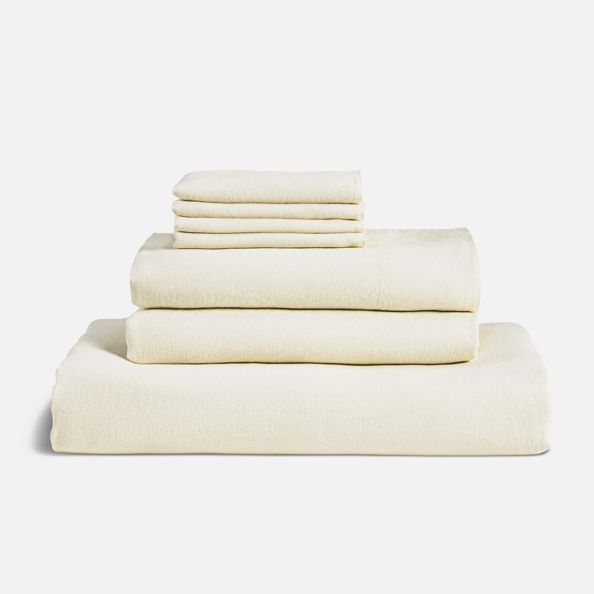 Brooklinen Washed European Linen Hardcore Sheet Bundle size Queen in Cream | Brooklinen