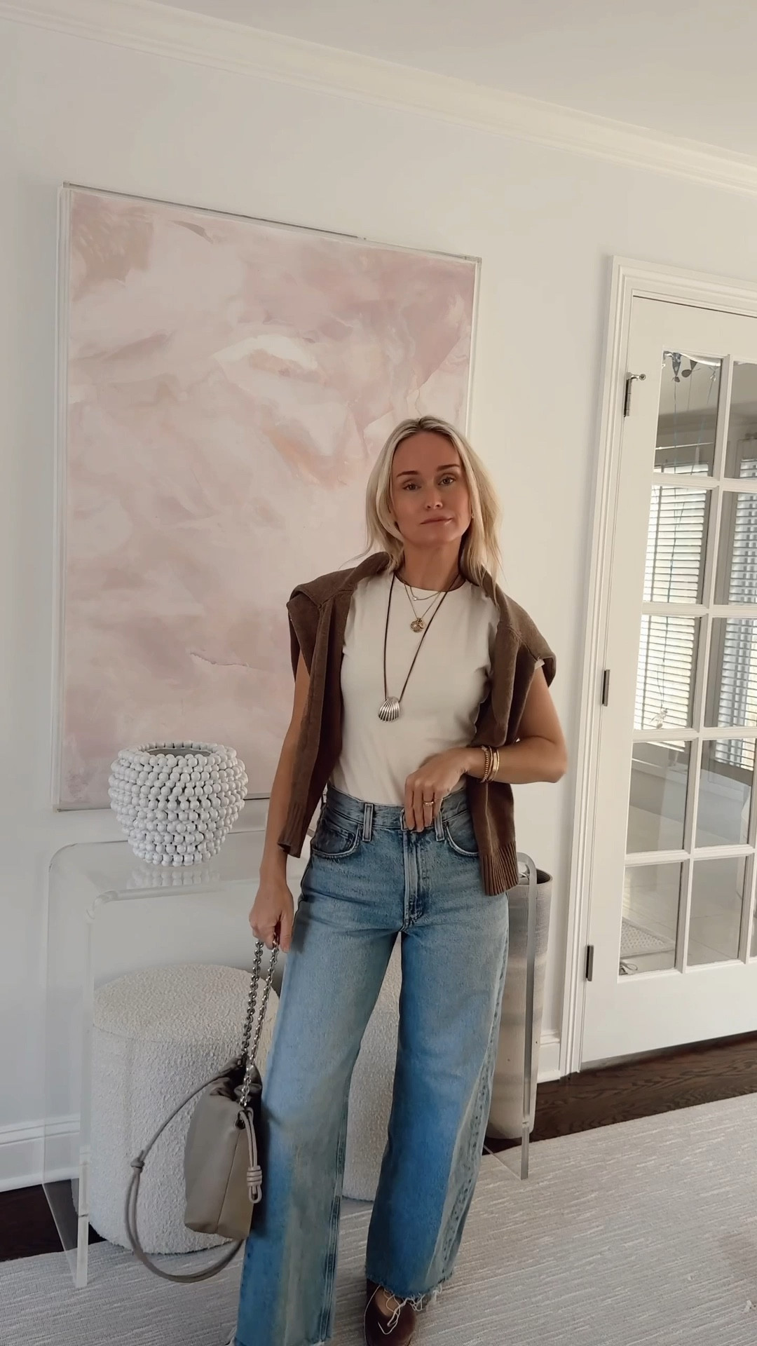 Easy every day spring outfit. Spruced up jeans and a tee shirt in my favorite Agolde denim  