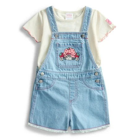 Strawberry Shortcake Toddler Girls Denim Shortall and Short Sleeve Tee Set, 2-Piece, Sizes 12M-5T | Walmart (US)