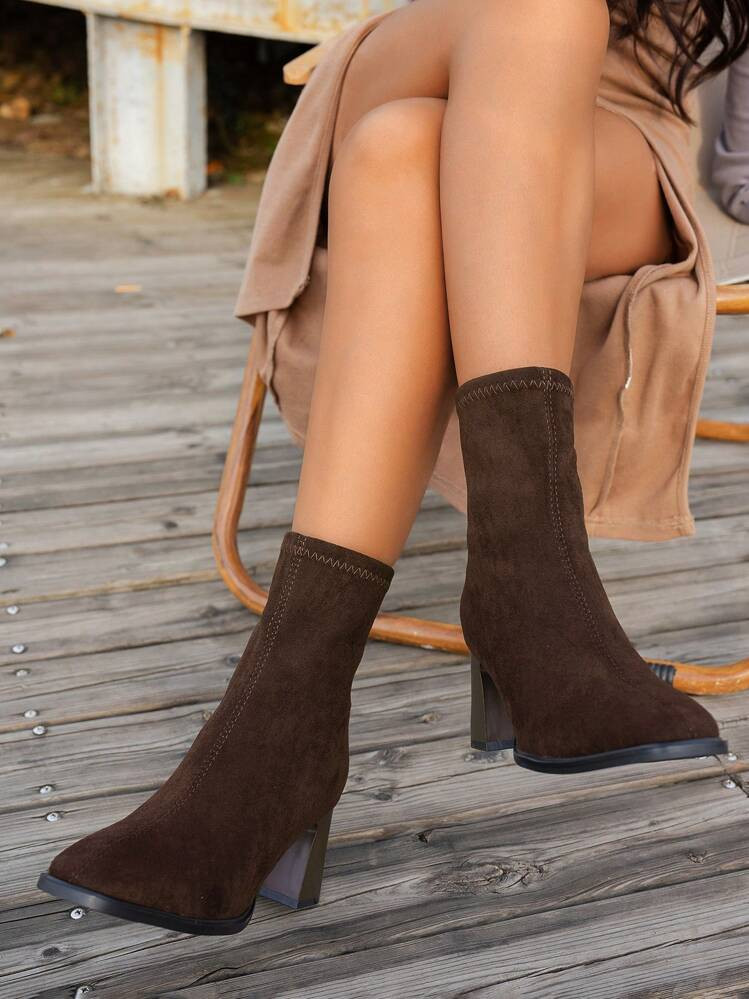 Women's French Style Versatile Ankle Boots, New Autumn/Winter Chunky Heel Back Zipper Fashion Ank... | SHEIN