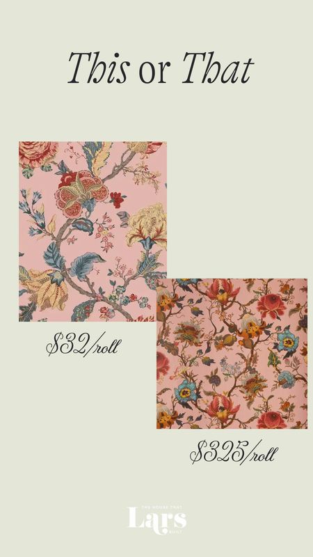 Starting a new series where I find similar things at different price points. This or That! These blush floral wallpapers are One is $32/roll and the other is $325 a roll. 

#LTKMostLoved #LTKhome #LTKfindsunder50