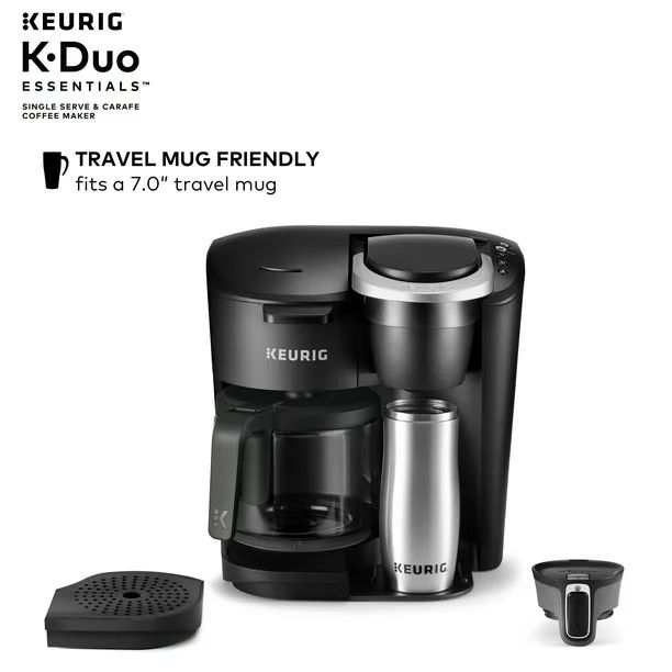 Keurig K-Duo Essentials Coffee Maker, with Single Serve K-Cup Pod and 12 Cup Carafe Brewer, Black | Walmart (US)