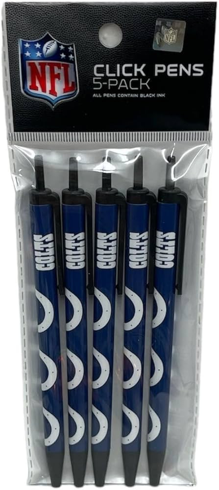 NFL Indianapolis Colts 5-Pack Retractable Click Pens- Great Stocking Suffers and Party Favors | Amazon (US)