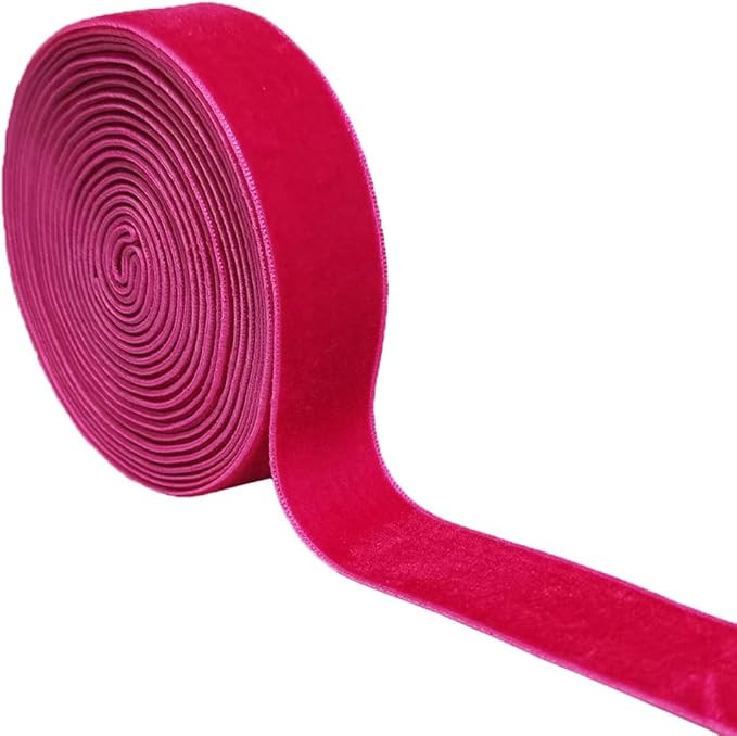 Wedding Christmas Valentin's Day Gift Box DIY Craft Decor Velvet Ribbon (Fuschia, 1''x2Yards) | Amazon (US)