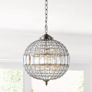 This item: Georgina 16 in. 1-Light Antique Brass Crystal/Metal LED Chandelier Pendant | The Home Depot