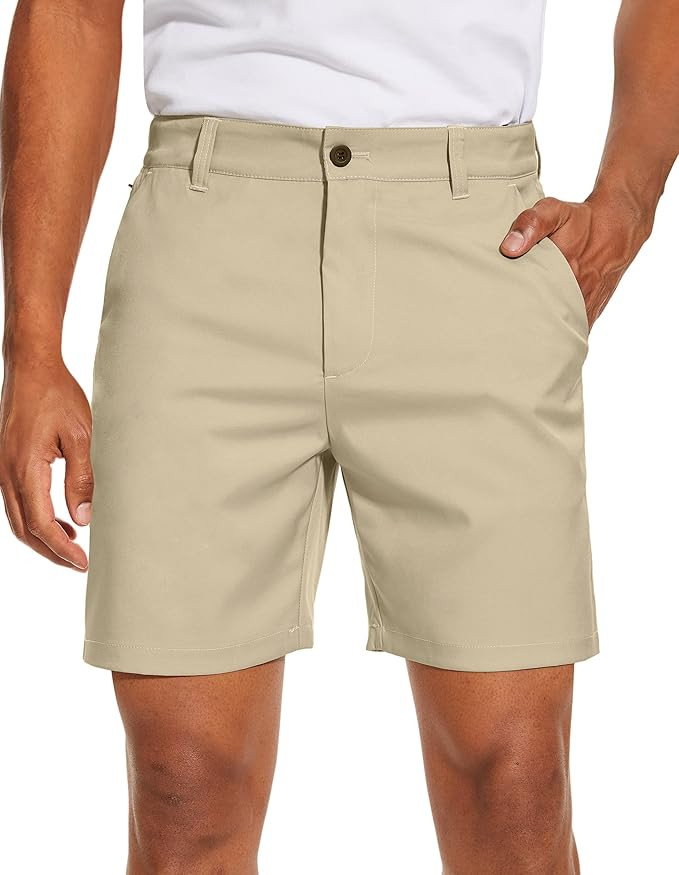 PULI Men's Golf Dress Shorts Flat Front Hybrid 7 Inch Lightweight Quick Dry Chino Casual with Poc... | Amazon (US)
