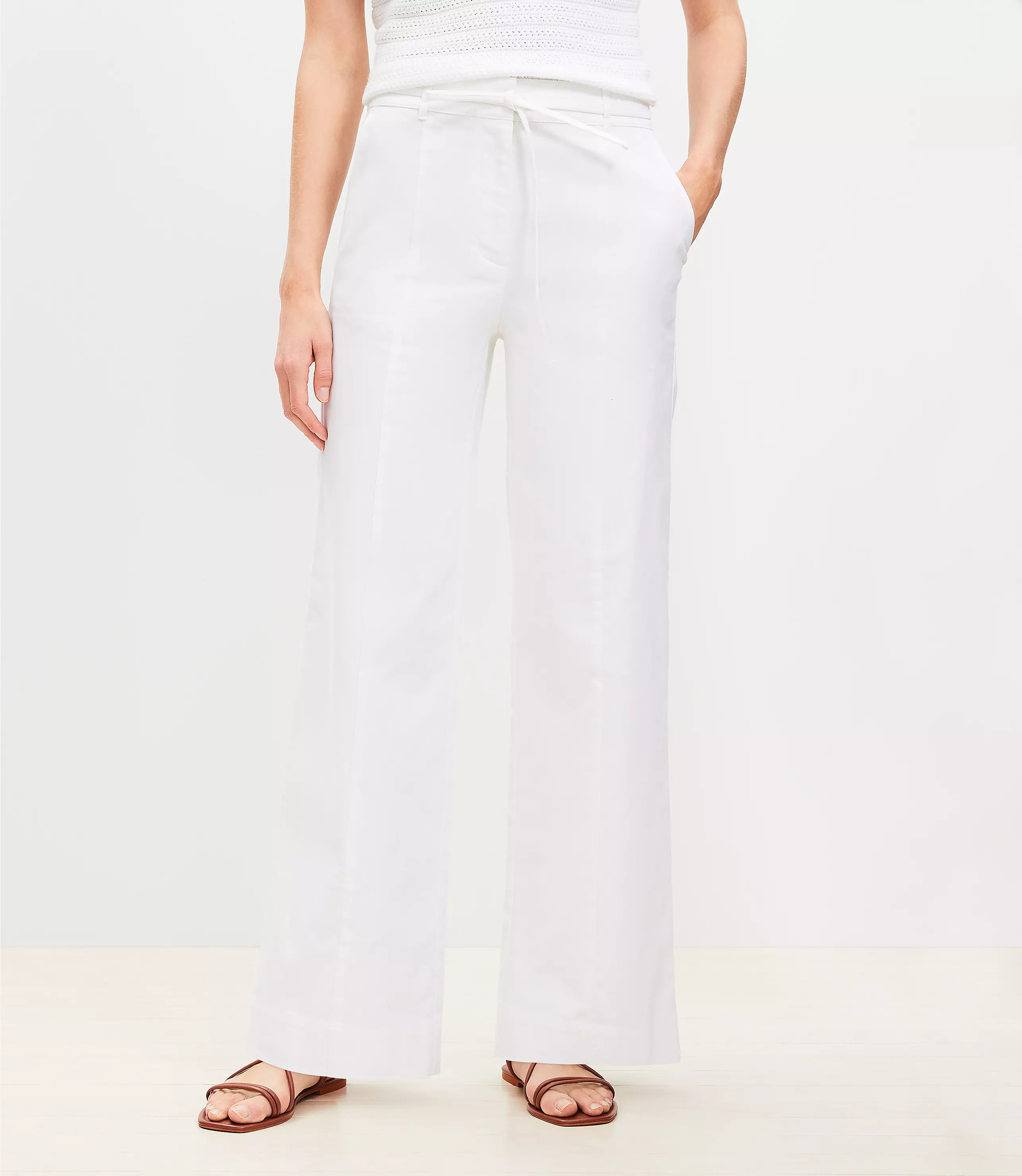 Petite Cotton Linen Straight Pants | LOFT