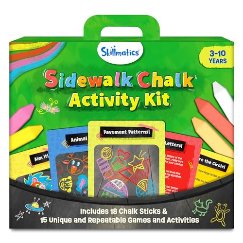 Skillmatics Sidewalk Chalk Activity Kit - Creative Outdoor Fun with 18 Washable Chalk Sticks, 15 Activities & Games for Kids, Gifts for Boys & Girls Ages 3-10, Travel Toys | Amazon (US)