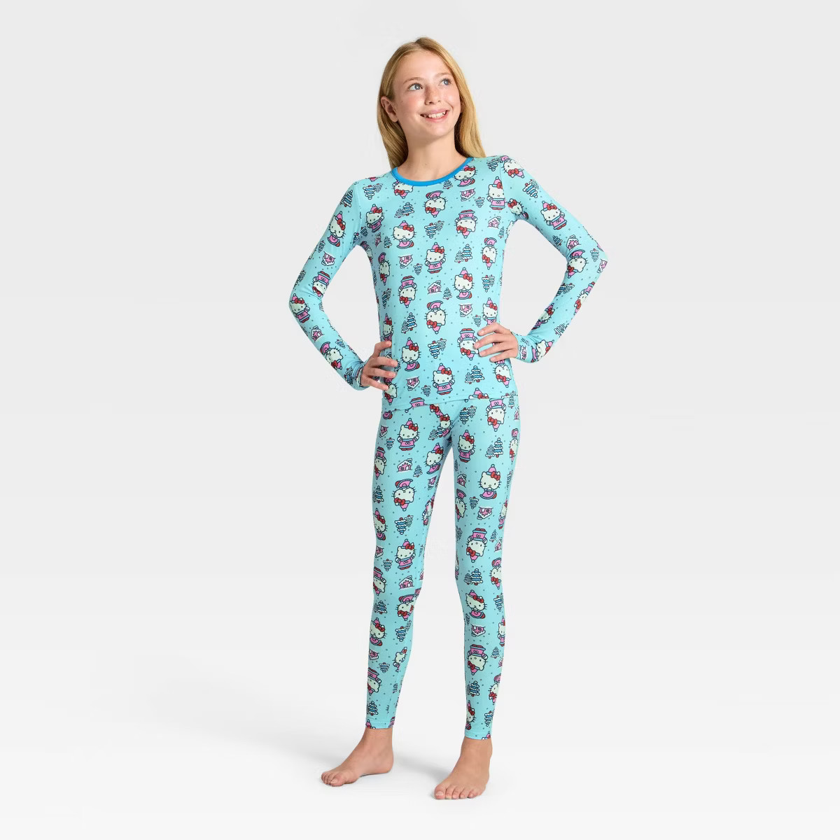 Girls' Hello Kitty Thermal Underwear Set - Aqua Blue | Target