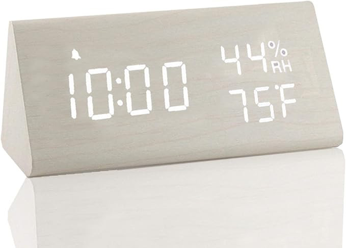 【2020 Upgraded】 Digital Wooden Alarm Clock, with 3 Alarm Settings, Electronic LED Time Displa... | Amazon (US)