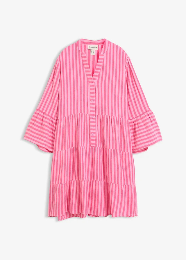 Tuniekjurk van luchtige mousseline roze-pinklady verticaal gestreept | Bonprix NL (Influencer)